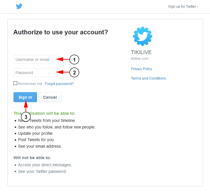 Login Using Your Twitter Account